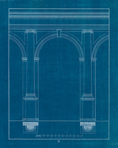 Architectural Columns IV Blueprint - Wall Art - By Wild Apple Portfolio- Gallery Art Company