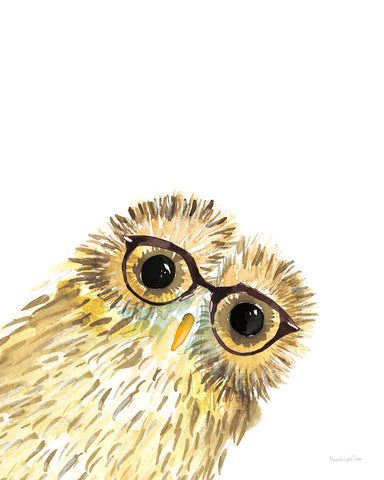 Owl in Glasses - Wall Art - By Mercedes Lopez Charro- Gallery Art Company