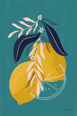 Lemons II Blue - Wall Art - By Becky Thorns- Gallery Art Company