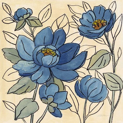 Spring Lace Floral IV Dark Blue - Wall Art - By Silvia Vassileva- Gallery Art Company