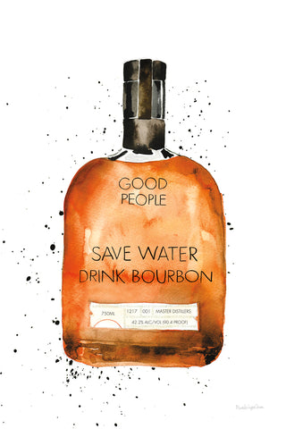 Save Water Drink Bourbon - Wall Art - By Mercedes Lopez Charro- Gallery Art Company