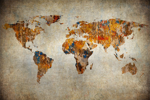 7 MAP 509 grunge map of the world - Wall Art - By Robin Sprong- Gallery Art Company