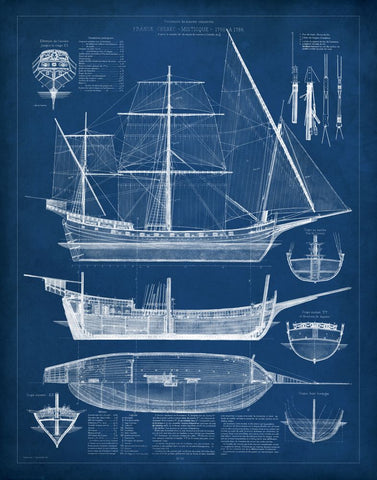 Antique Ship Blueprint I - Wall Art - By Vision Studio- Gallery Art Company