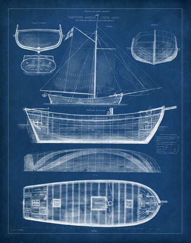 Antique Ship Blueprint II - Wall Art - By Vision Studio- Gallery Art Company