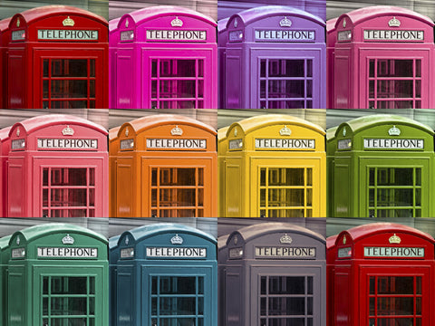 Muti coloured telephone boxes - Wall Art - By Assaf Frank- Gallery Art Company