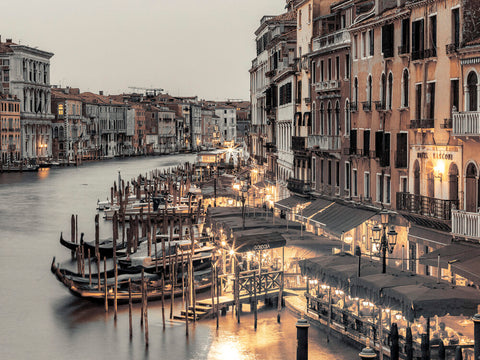 The grand canal from the Rialto bridge at night, Venice, Italy - Wall Art - By Assaf Frank- Gallery Art Company