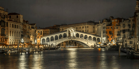 The grand canal and the Rialto bridge at night, Venice, Italy - Wall Art - By Assaf Frank- Gallery Art Company