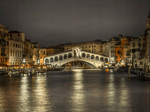 The grand canal and the Rialto bridge at night, Venice, Italy - Wall Art - By Assaf Frank- Gallery Art Company