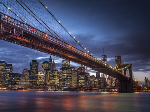 Brooklyn Bridge and lower Manhattan skyline at dusk, New York - Wall Art - By Assaf Frank- Gallery Art Company