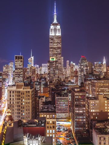 Illuminated Manhattan skyline at twilight - New York City - Wall Art - By Assaf Frank- Gallery Art Company