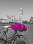 Bicycle with bunch of flowers on Westminster Bridge , London, UK - Wall Art - By Assaf Frank- Gallery Art Company